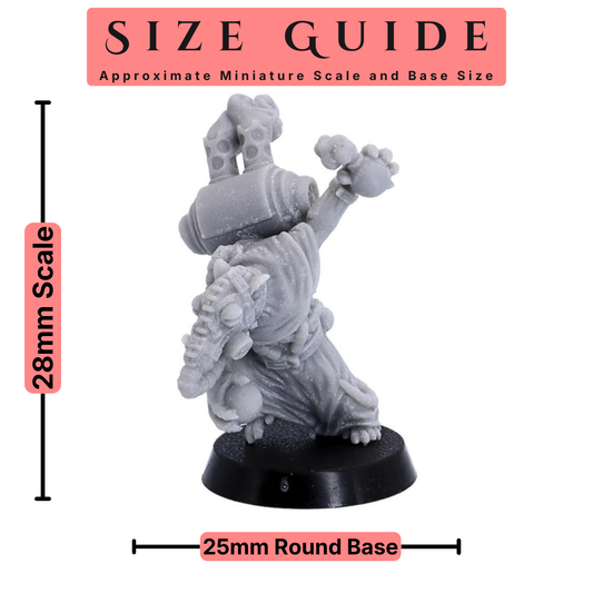 Battle Alchemist Rat miniature 28mm scale size guide with 25mm round base