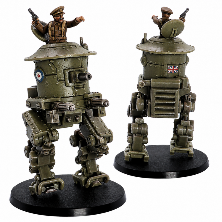 Painted example of the British MK1 Sentinel Heavy Tank miniature by Kyoushuneko Miniatures on a 60mm round base.