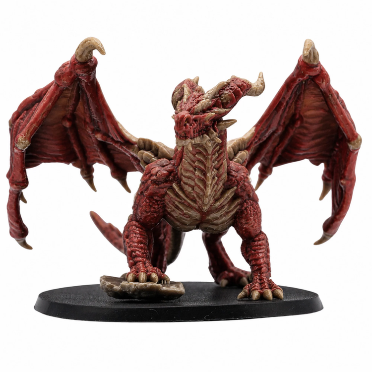 Painted Adult Red Dragon miniature by Forged Path Miniatures on a large oval base.