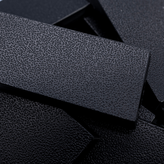 Shop 25mm x 50mm rectangular black plastic bases for cavalry miniatures, mounted models, wargaming figures, RPG models, conversions, and scenic basing projects.