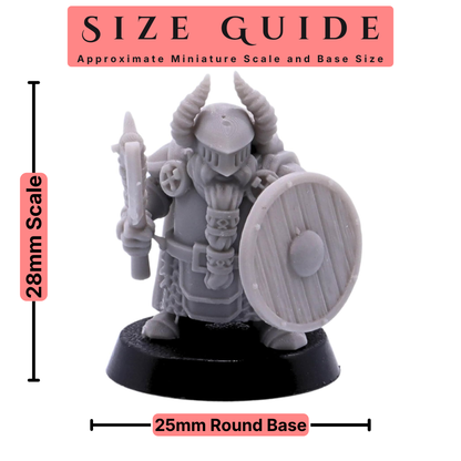 Dwarf Axe & Shield Miniatures Set | 12 Armoured Dwarf Warriors | 28mm Scale | Kyoushuneko Miniatures