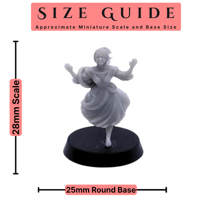 Farm villager miniature shown at approximately 28mm scale on a 25mm round base.