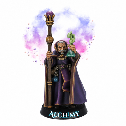 Mage of Alchemy Miniature | Fantasy Alchemist Wizard Character | 32mm Scale | Highlands Miniatures
