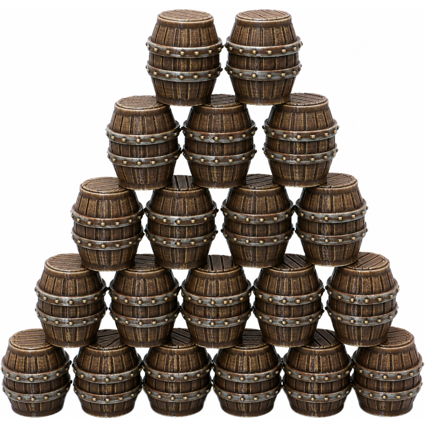 Painted set of 20 barrel terrain pieces for 28mm to 32mm tabletop games