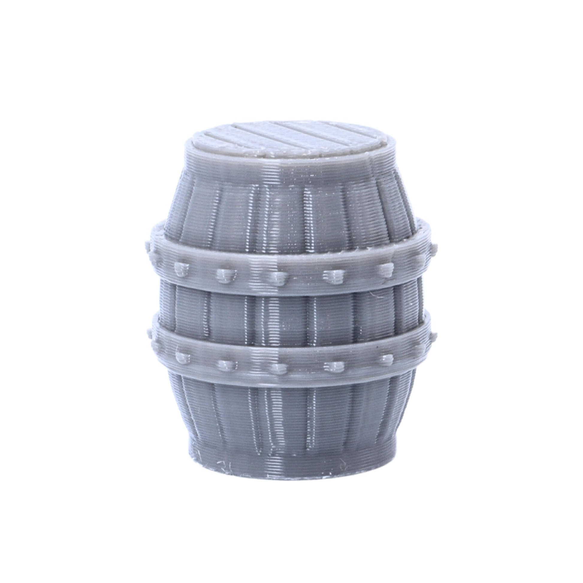 Single unpainted resin barrel with wood grain and metal banding detail