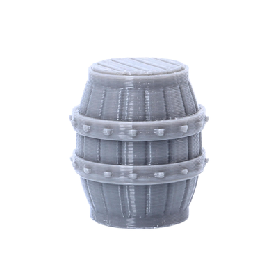 Single unpainted resin barrel with wood grain and metal banding detail