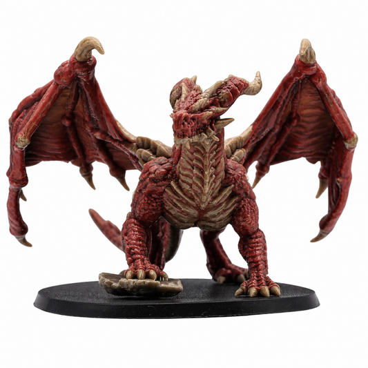 Painted Adult Red Dragon miniature by Forged Path Miniatures on a large oval base.