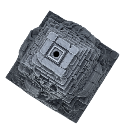 Top view of Aztec Monument terrain showing stepped stone roof and central opening detail.