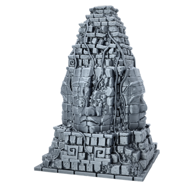 Angled view of unpainted Aztec Monument terrain with cracked stone blocks and vine details.