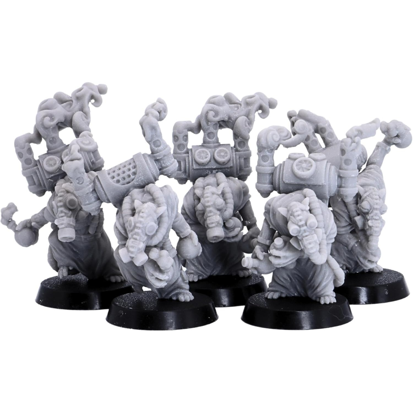 Full squad of five 28mm Battle Alchemist Rats by Resin Warfare