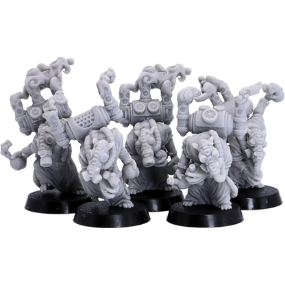 Full squad of five 28mm Battle Alchemist Rats by Resin Warfare