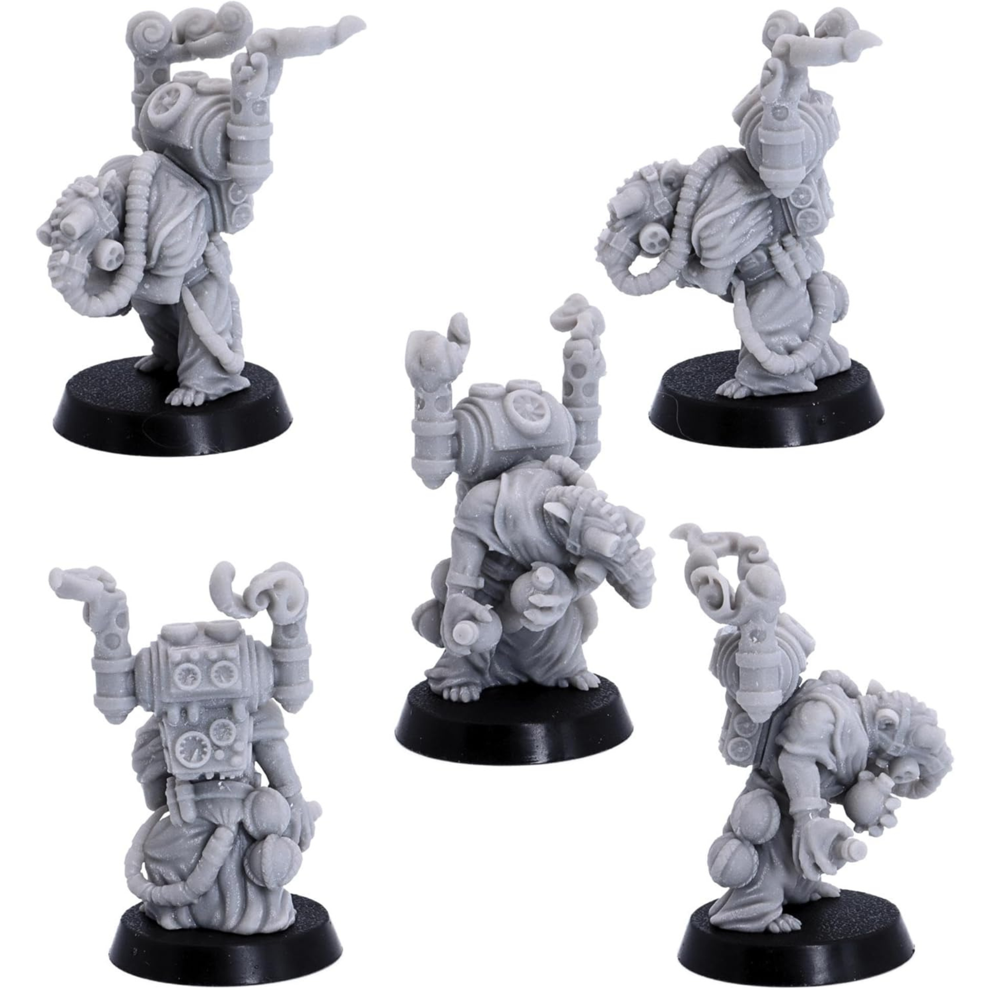 Rear views of Battle Alchemist Rats showing pipes tanks and mechanical backpacks