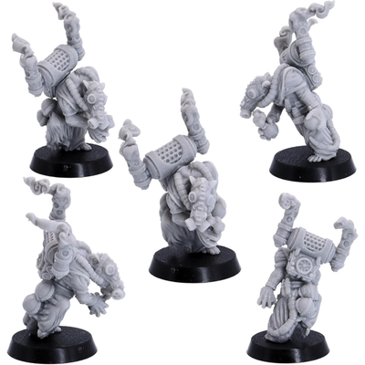 Battle Alchemist Rats 28mm miniatures showing chemical tanks and alchemist equipment