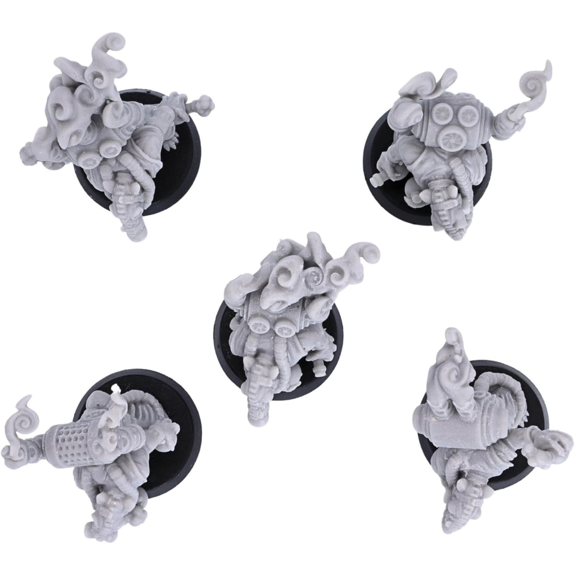 Top view of Battle Alchemist Rats on 25mm round miniature bases