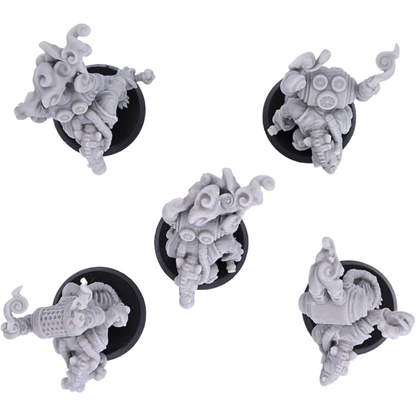 Top view of Battle Alchemist Rats on 25mm round miniature bases
