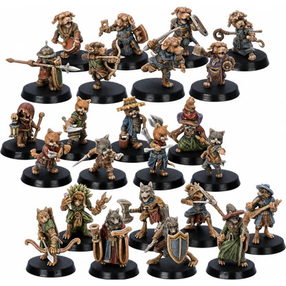 Painted BeastKin set of 24 animal folk fantasy miniatures by Epic Miniatures
