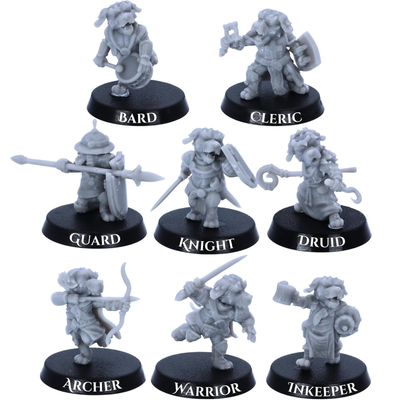 BeastKin canine fantasy characters including bard cleric guard knight druid archer warrior and innkeeper