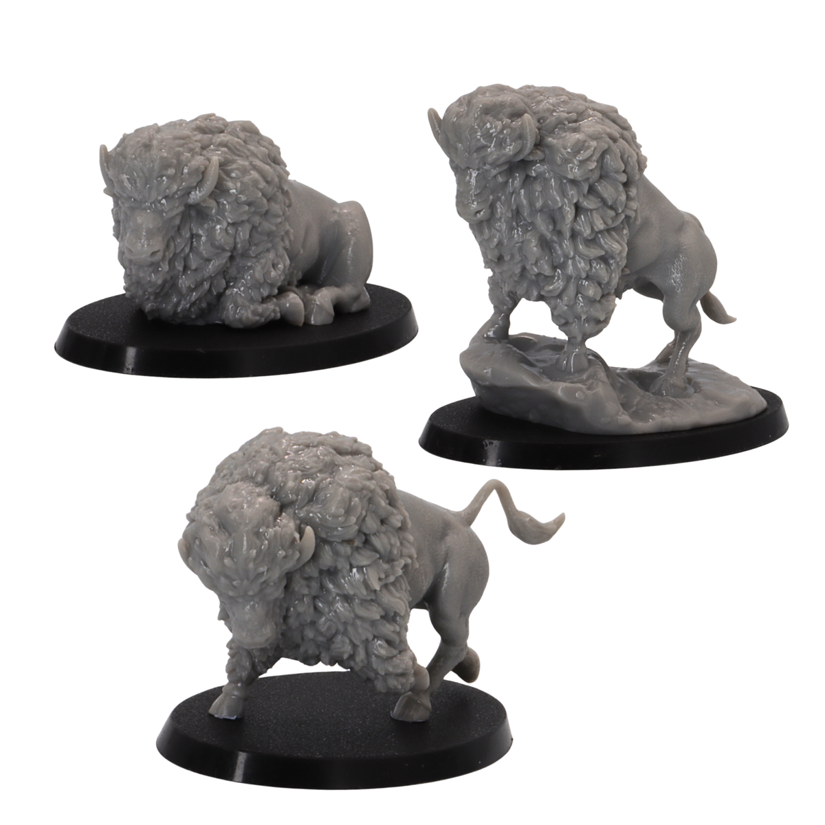 Set of 3 Bison miniatures by Epic Miniatures in 32mm scale