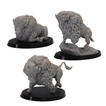 Set of 3 Bison miniatures by Epic Miniatures in 32mm scale