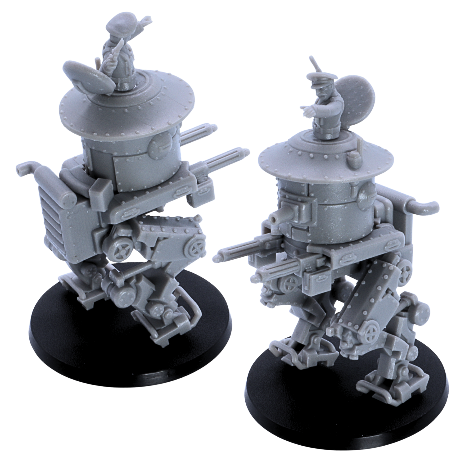 Unpainted British MK1 Sentinel Heavy Tank miniature shown from elevated angles highlighting the turret, hatch, commander, and rear engine details.