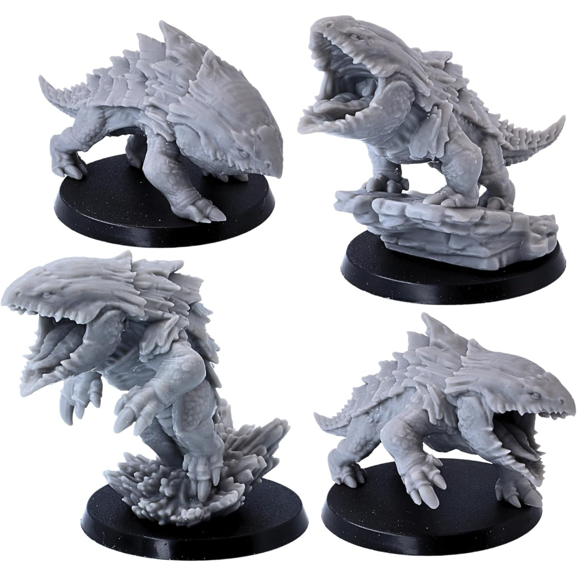 Bulette Shark fantasy monster shown in multiple dynamic poses on 50mm round bases