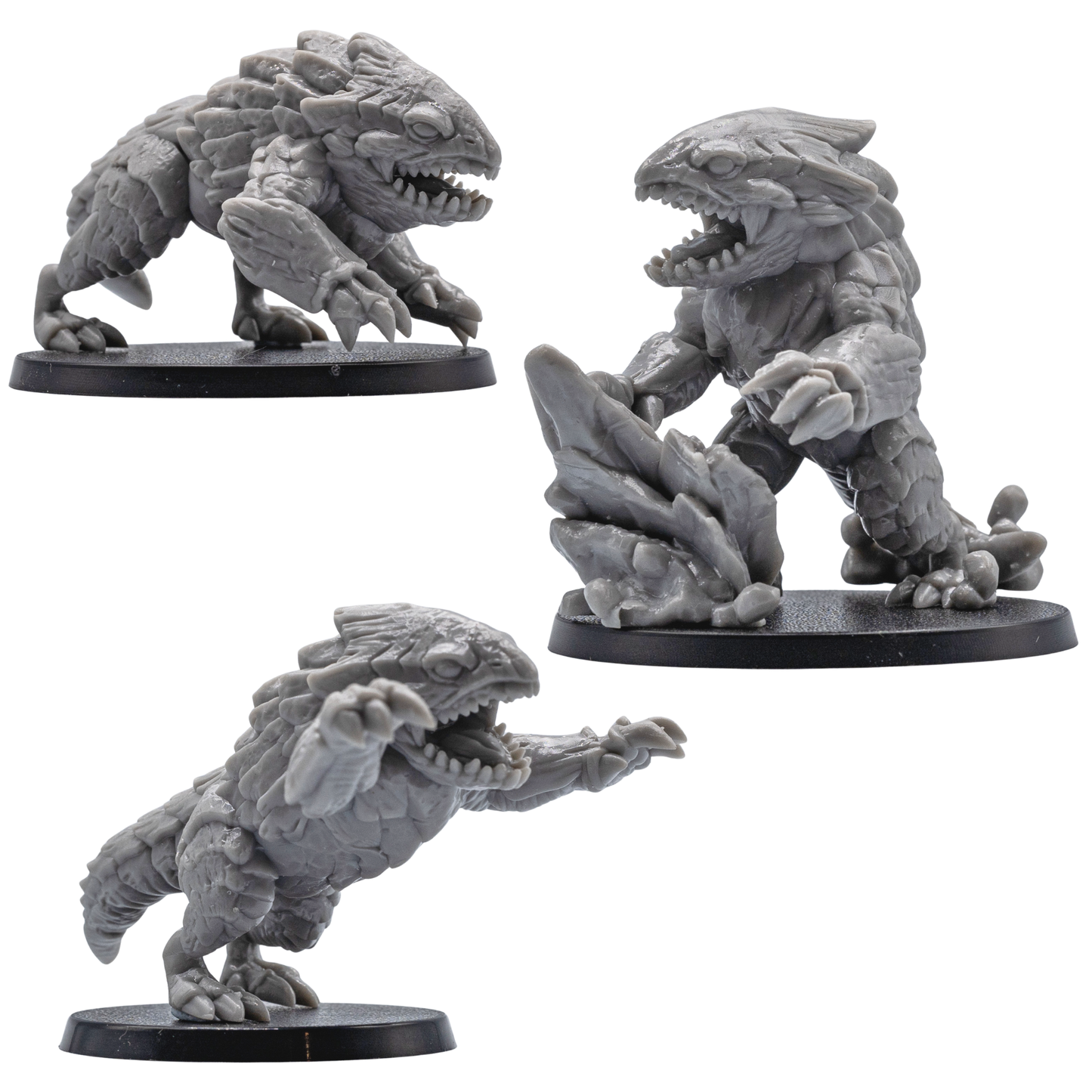 Action views of three Bulette resin miniatures by Forged Path Miniatures for underground monster encounters and tabletop battles.