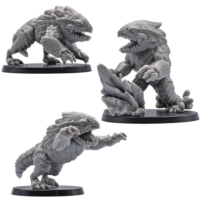 Action views of three Bulette resin miniatures by Forged Path Miniatures for underground monster encounters and tabletop battles.
