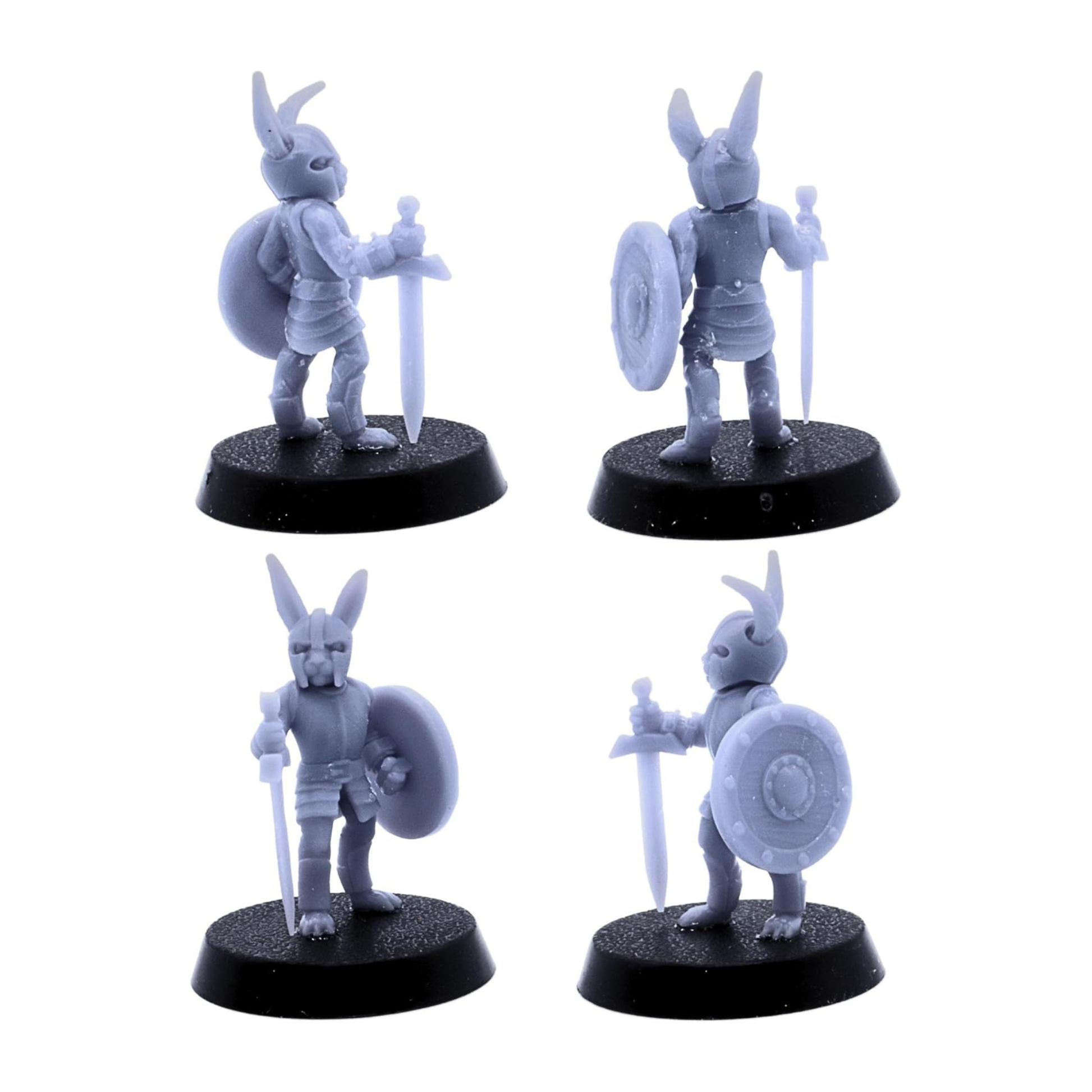 Complete Bunny Army fantasy rabbit warband featuring eight different warrior poses