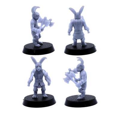 Bunny Army rabbit soldier carrying sword and shield on 25mm round base