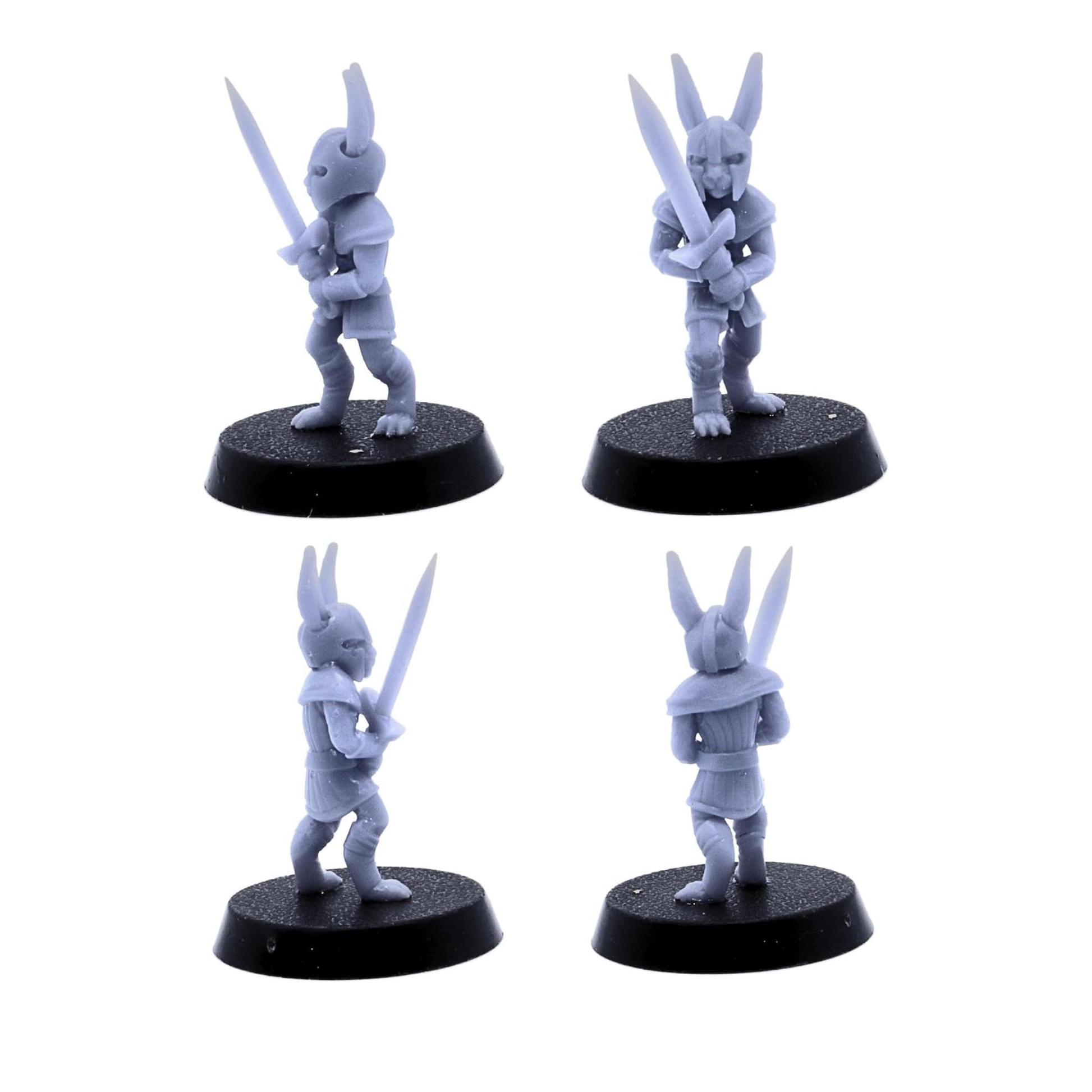 Helmeted Bunny Army rabbit swordsman miniature with two-handed sword
