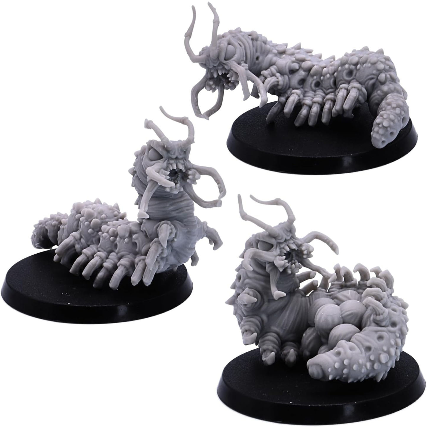 Three unpainted Carrion Bugs fantasy insect monsters on 25mm round bases