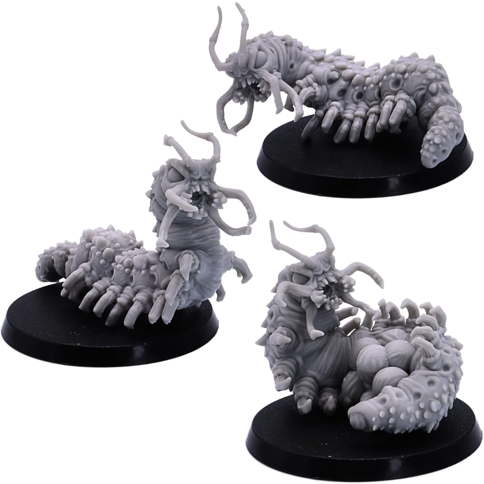 Three unpainted Carrion Bugs fantasy insect monsters on 25mm round bases
