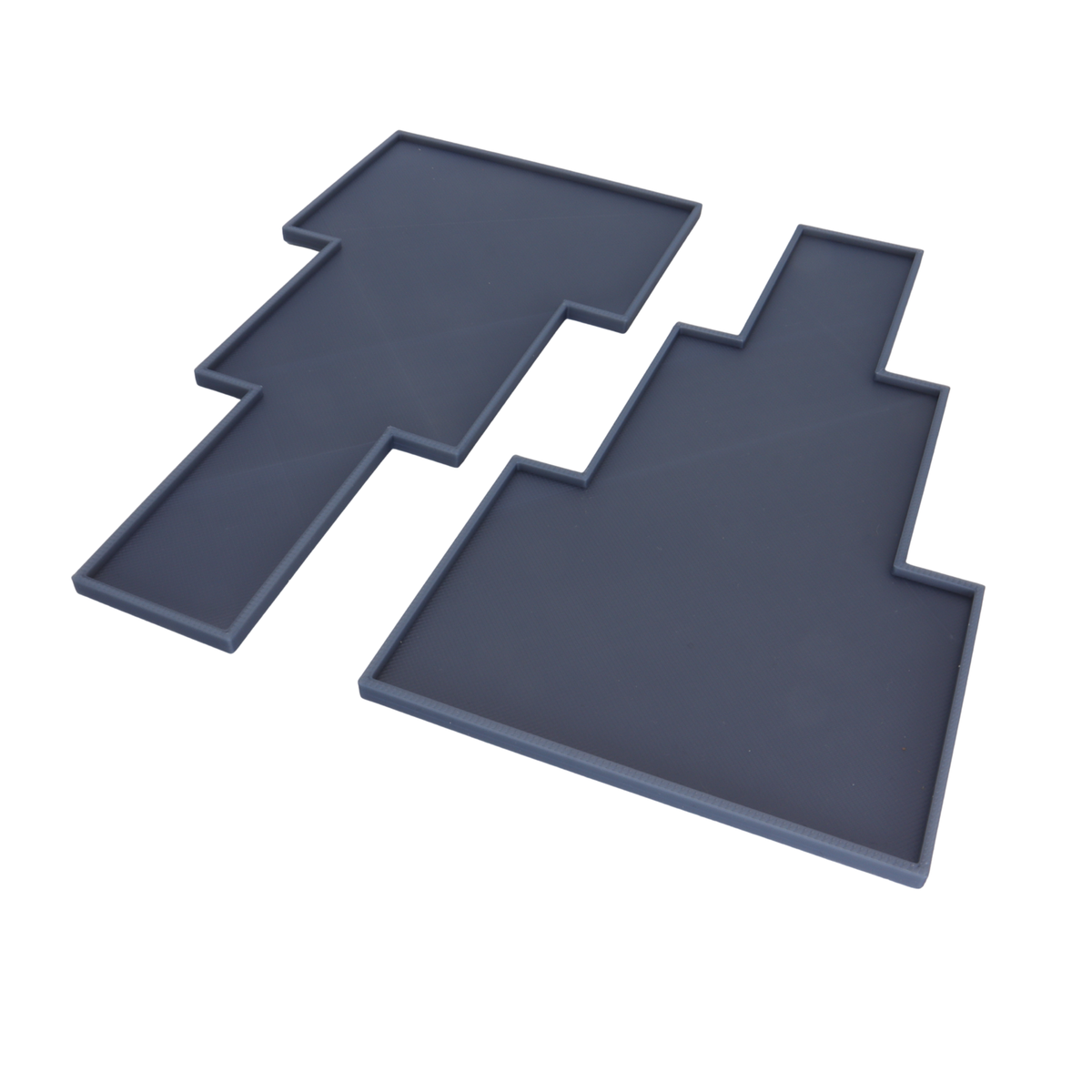 Two cavalry movement trays showing the 1-2-3 wedge formation layout for six models each.