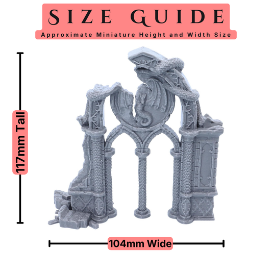 Dragon Archway size guide showing approximately 117mm height and 104mm width