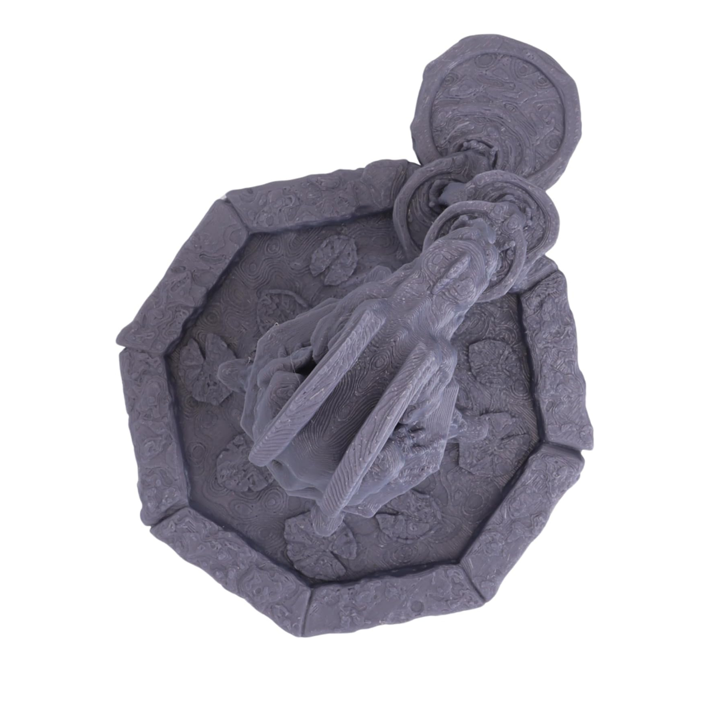 Top-down view of the Dragon Fountain showing the full footprint, surrounding basin and decorative layout.
