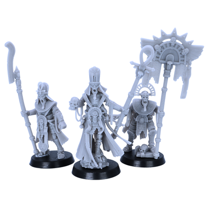 Detailed view of the undead Army Banner Bearer and Priest with skull decorations and ancient Egyptian-inspired motifs.