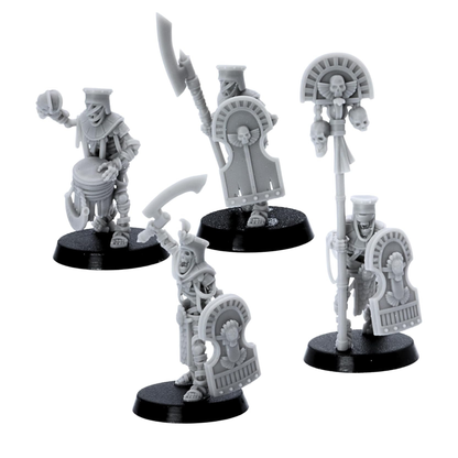 Egyptian Skeleton Kings Guard command models including drummer, champion and skeletal standard bearer.