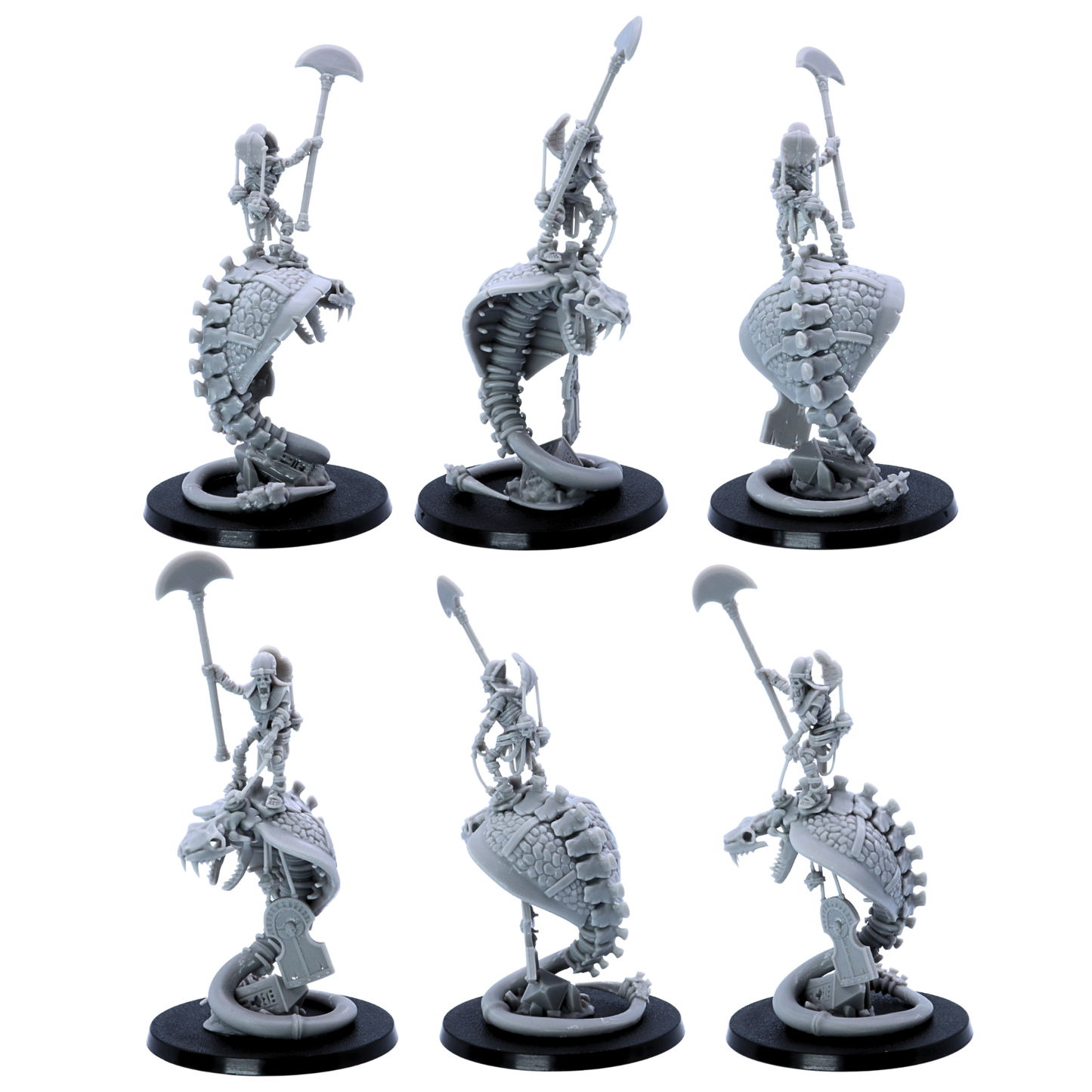 Egyptian Skeleton riders mounted on giant undead serpents and armed with ceremonial polearms.