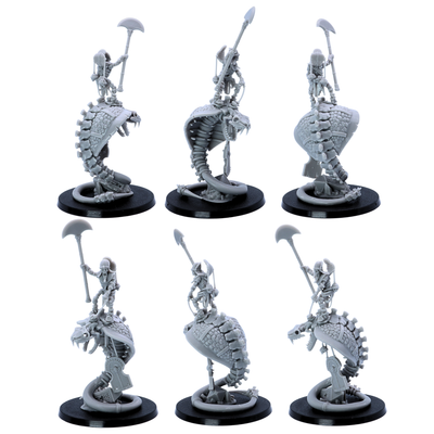 Egyptian Skeleton riders mounted on giant undead serpents and armed with ceremonial polearms.
