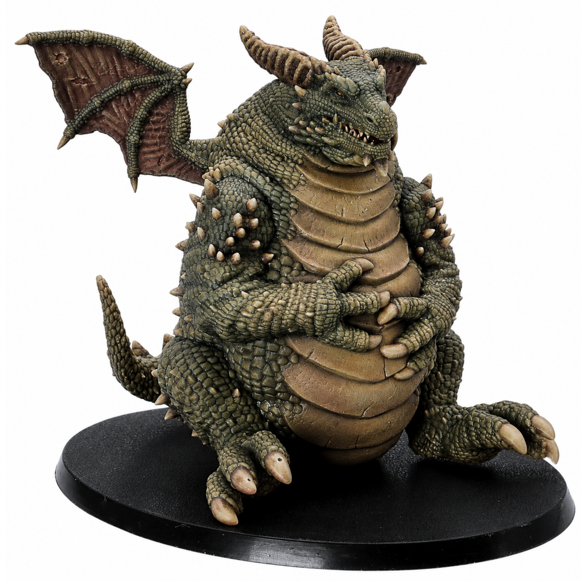 Painted Fat Dragon Sitting miniature by Epic Miniatures on a large oval base.