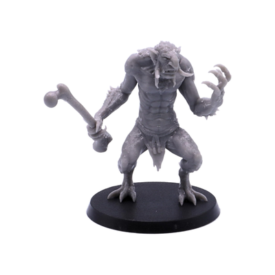 Forest Troll miniature wielding a heavy bone club with one clawed hand raised.