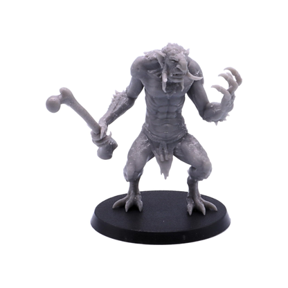 Forest Troll miniature wielding a heavy bone club with one clawed hand raised.