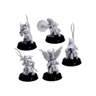 Frog Herder miniatures shown from multiple angles to display sculpted details and pose variety.
