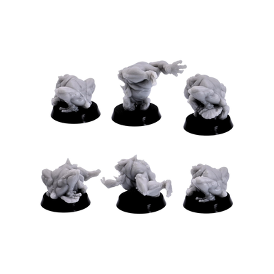 Tribal fantasy handlers and shamans from the Frog Herders set shown with distinctive equipment.