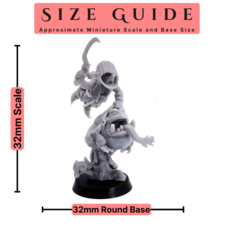 Frog Rider miniature shown in 32mm scale on a 32mm round base.
