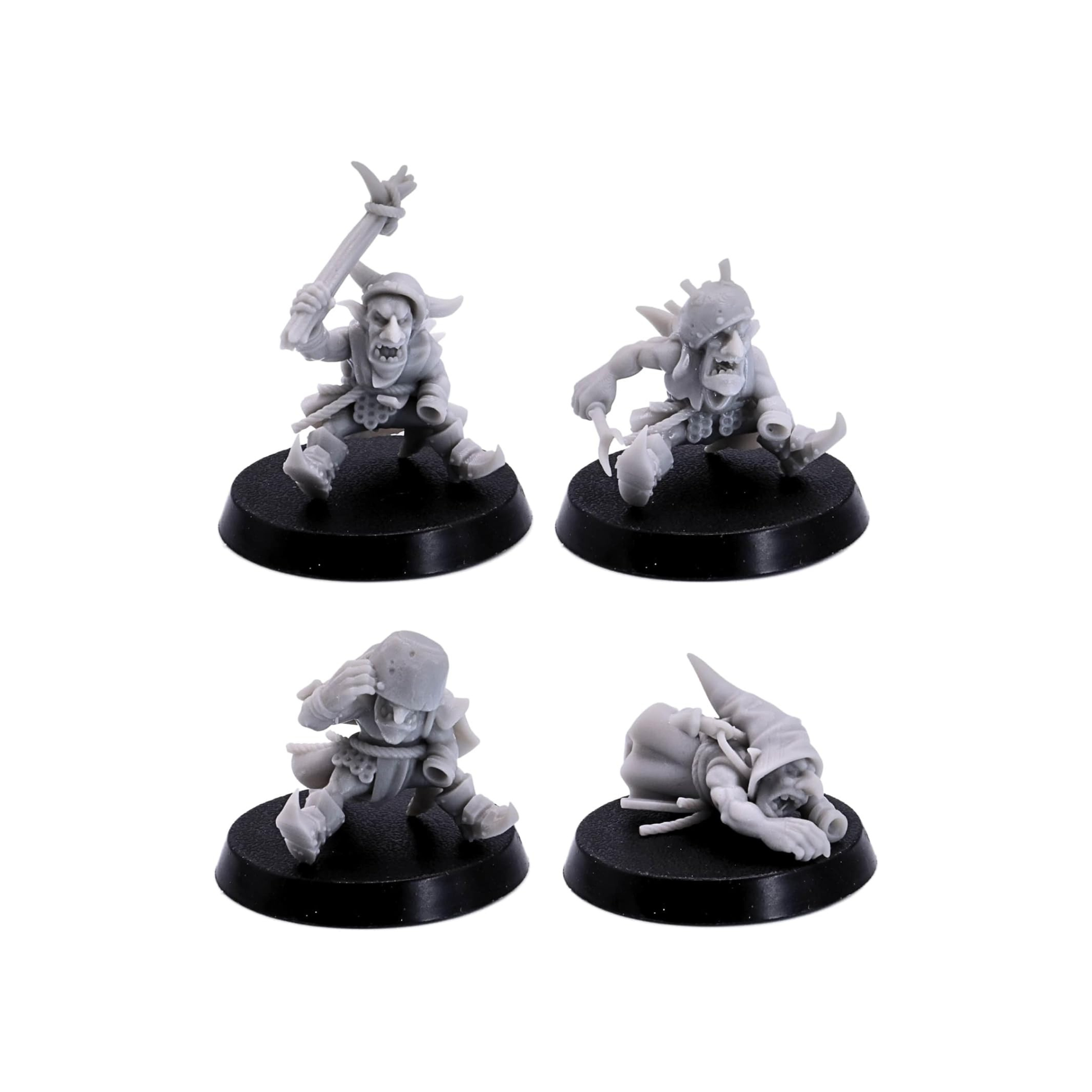 Goblin-like fantasy riders mounted on frog creatures and armed with curved weapons and clubs.