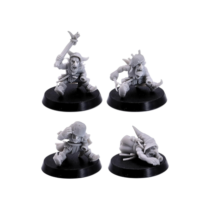 Goblin-like fantasy riders mounted on frog creatures and armed with curved weapons and clubs.