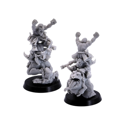 Frog Riders shown from multiple angles to display rider equipment and sculpted mount details.