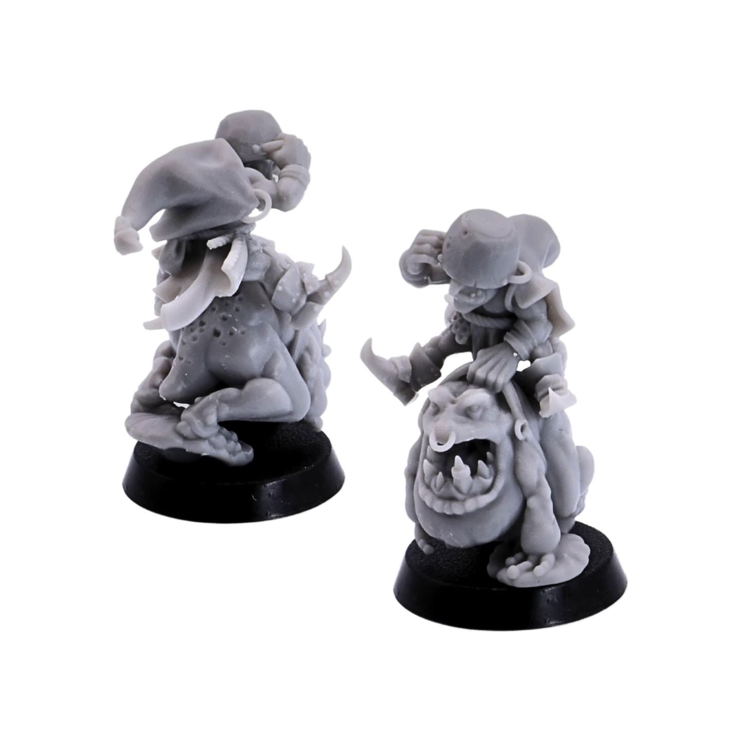 Fantasy swamp warband featuring eccentric riders and large amphibian mounts.