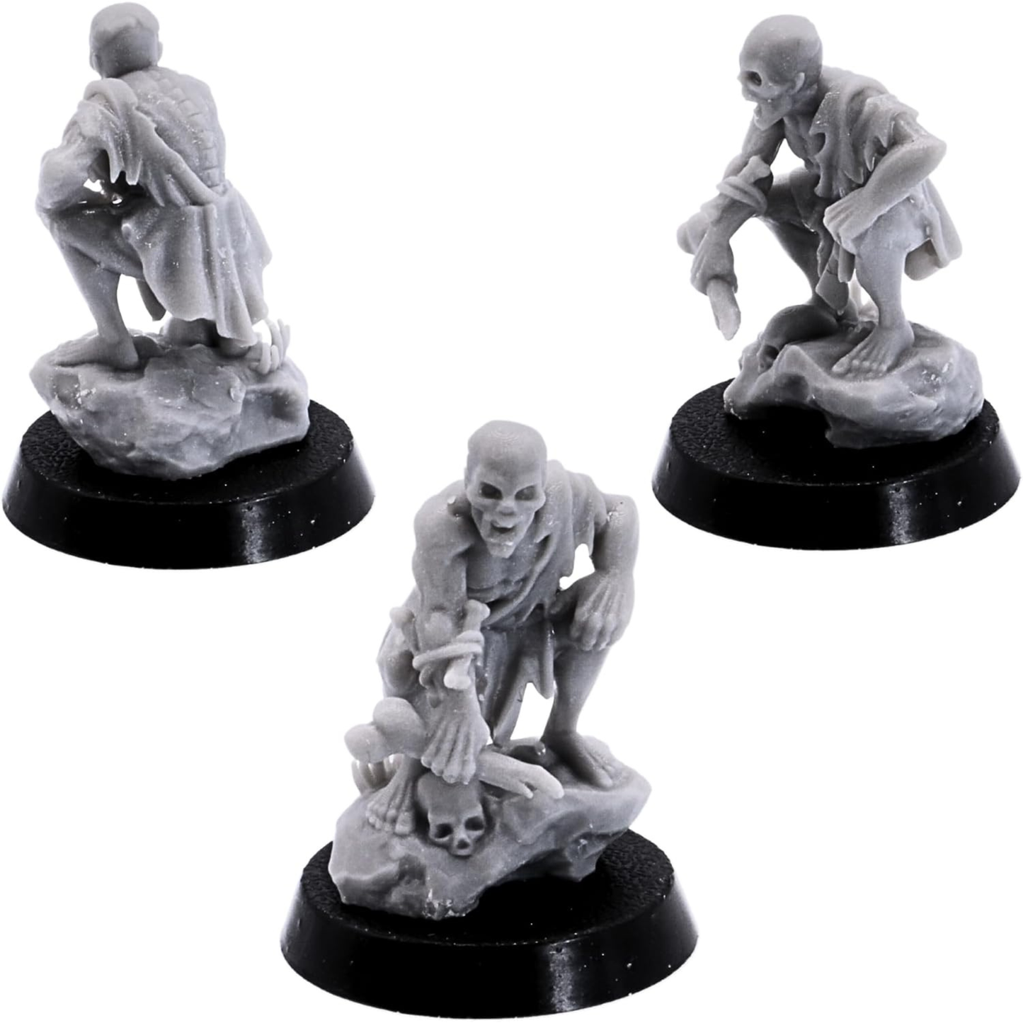 Ghoul crouched on rocky terrain surrounded by bones and skull details.